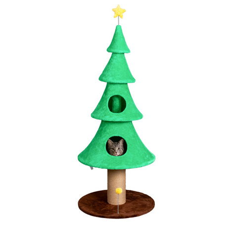 59in Large Tall Christmas Tree Cat Tower With 2 Condos Scratching