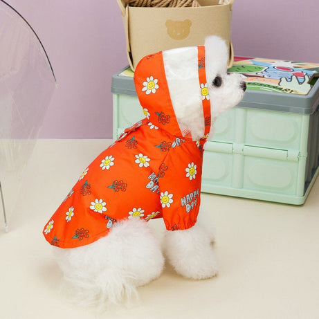 Dog Raincoat Pet Clothing Two Feet With Pull Ring Traction