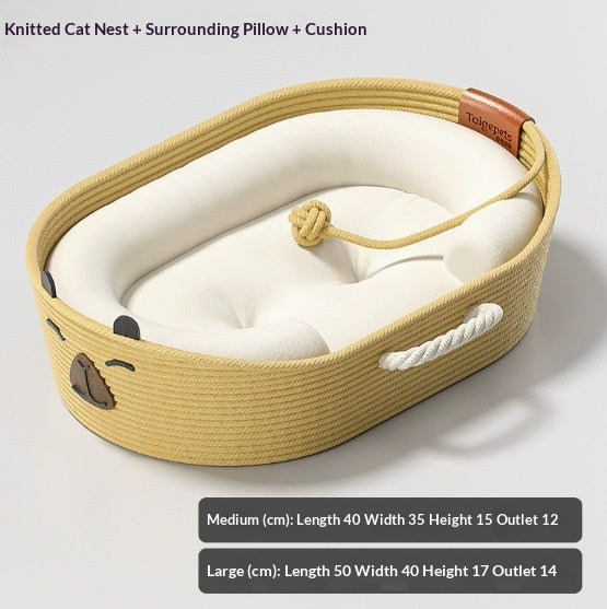 Wicker Cat Bed All-season For Summer Extra-large Scratching Post