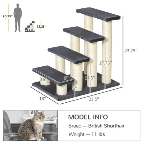 Pawhut Cat Tree With 4 Steps For High Beds Couch Cute Stair Shaped