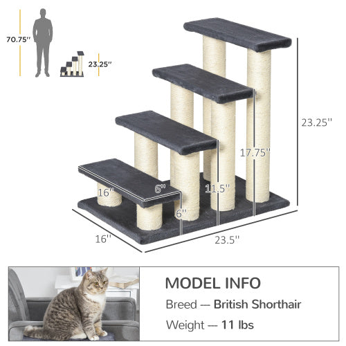 Pawhut Cat Tree With 4 Steps For High Beds Couch Cute Stair Shaped