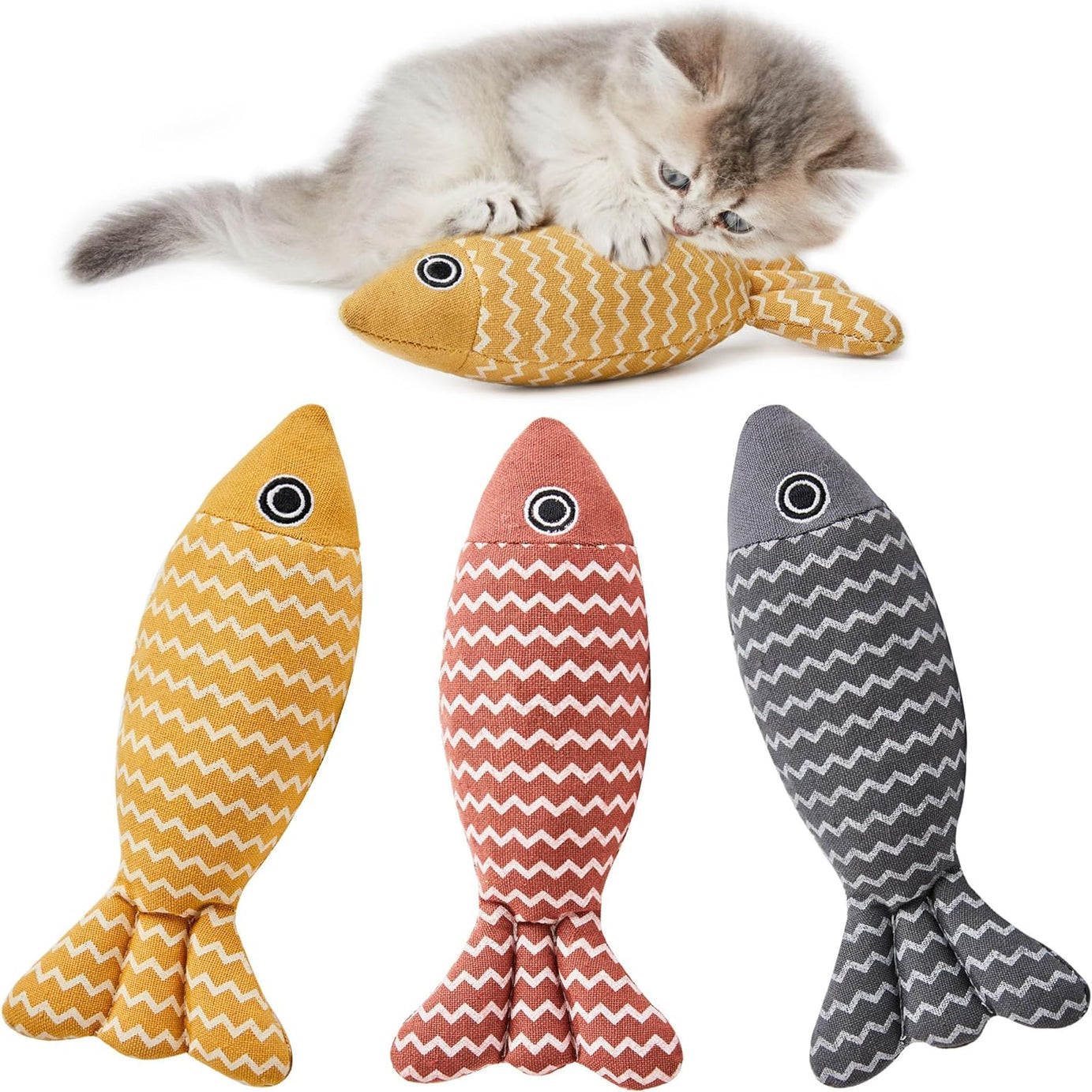 3 Pcs Catnip Toys Fish Cat Self Play For Indoor Cats And Kitten Toy