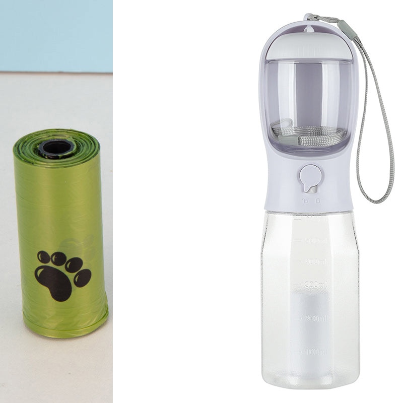 Portable Cat Dog Water Bottle Food Feeder Drinker Poop Dispenser 3