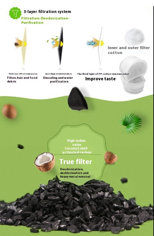 Pet Automatic Fountain Water Dispenser Activated Carbon Filter