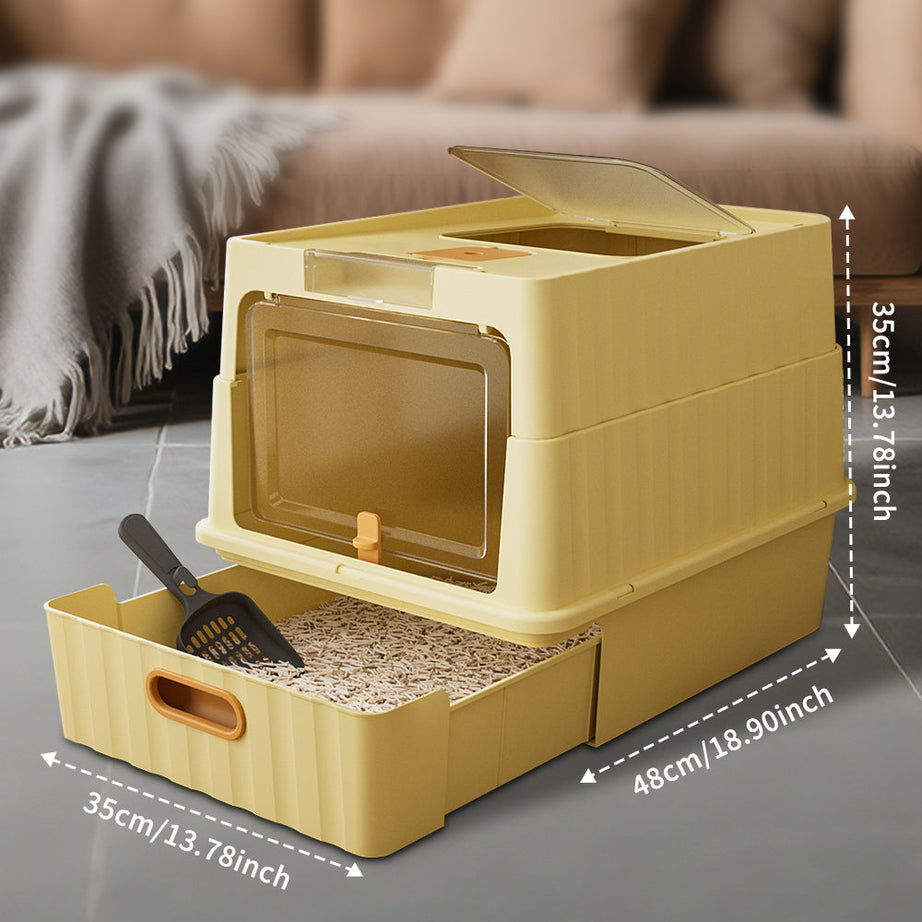 Dual Opening Fully Enclosed Cat Litter Box Top Entry Anti-tracking