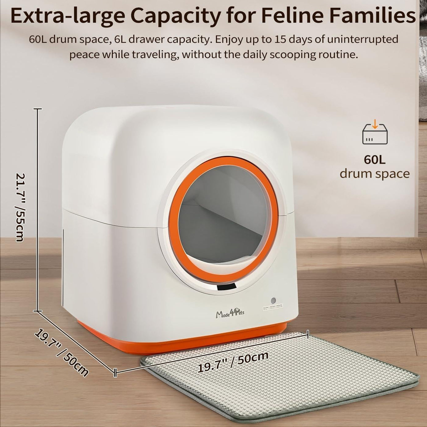 60l Automatic Cat Litter Box Smart App Control Deodorizing Infrared