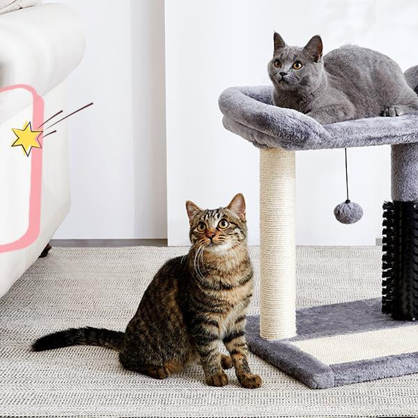 Small 4-in-1 Cat Tree Tower With Self-grooming Brush And Natural