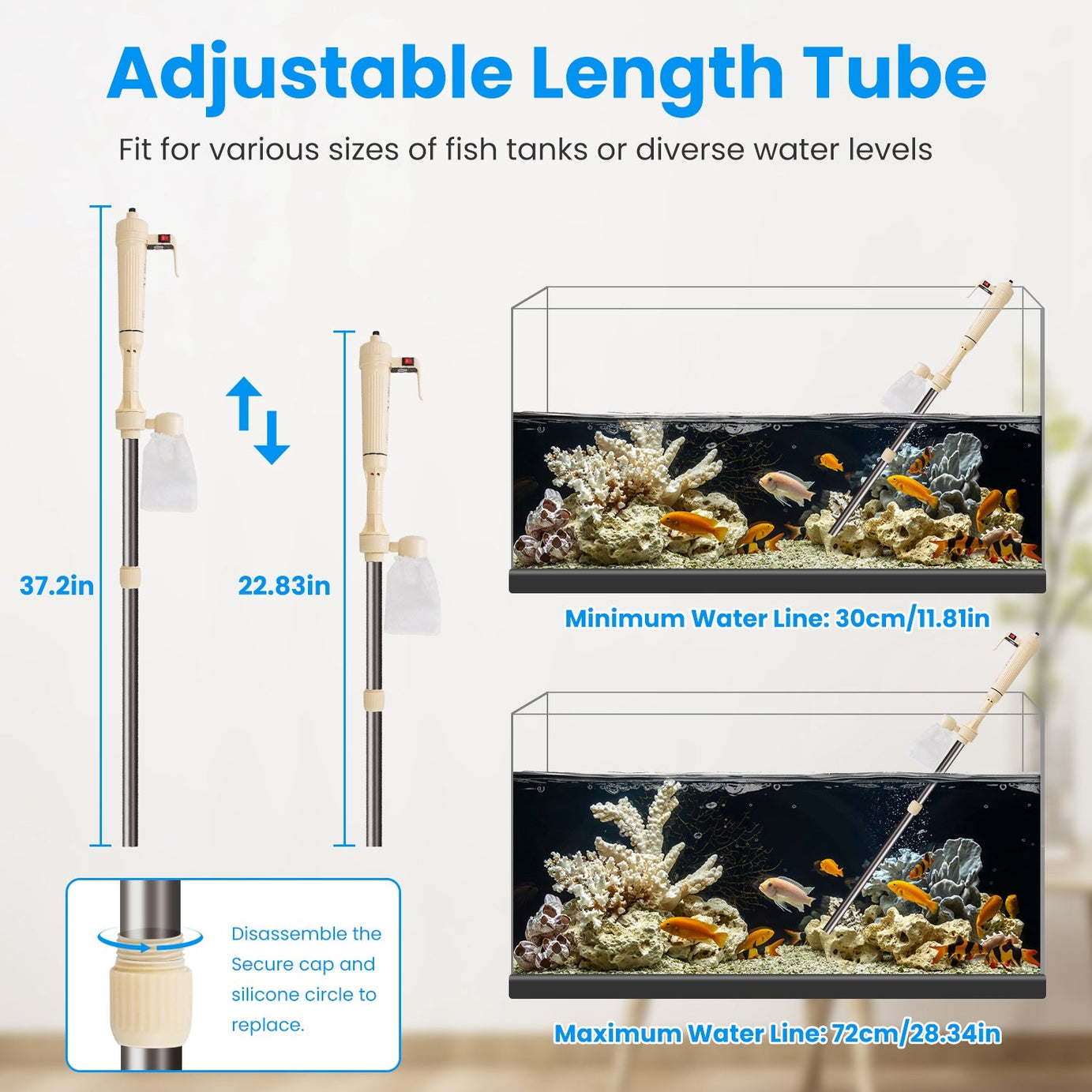 1 Set Multifunctional Electric Aquarium Gravel Cleaner Kit Length