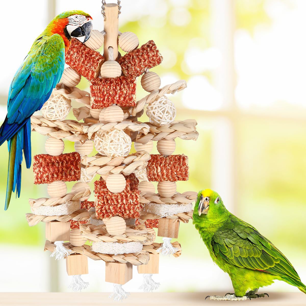 Parrot Bird Cage Accessories Natural Corncob Wooden Bite Toy