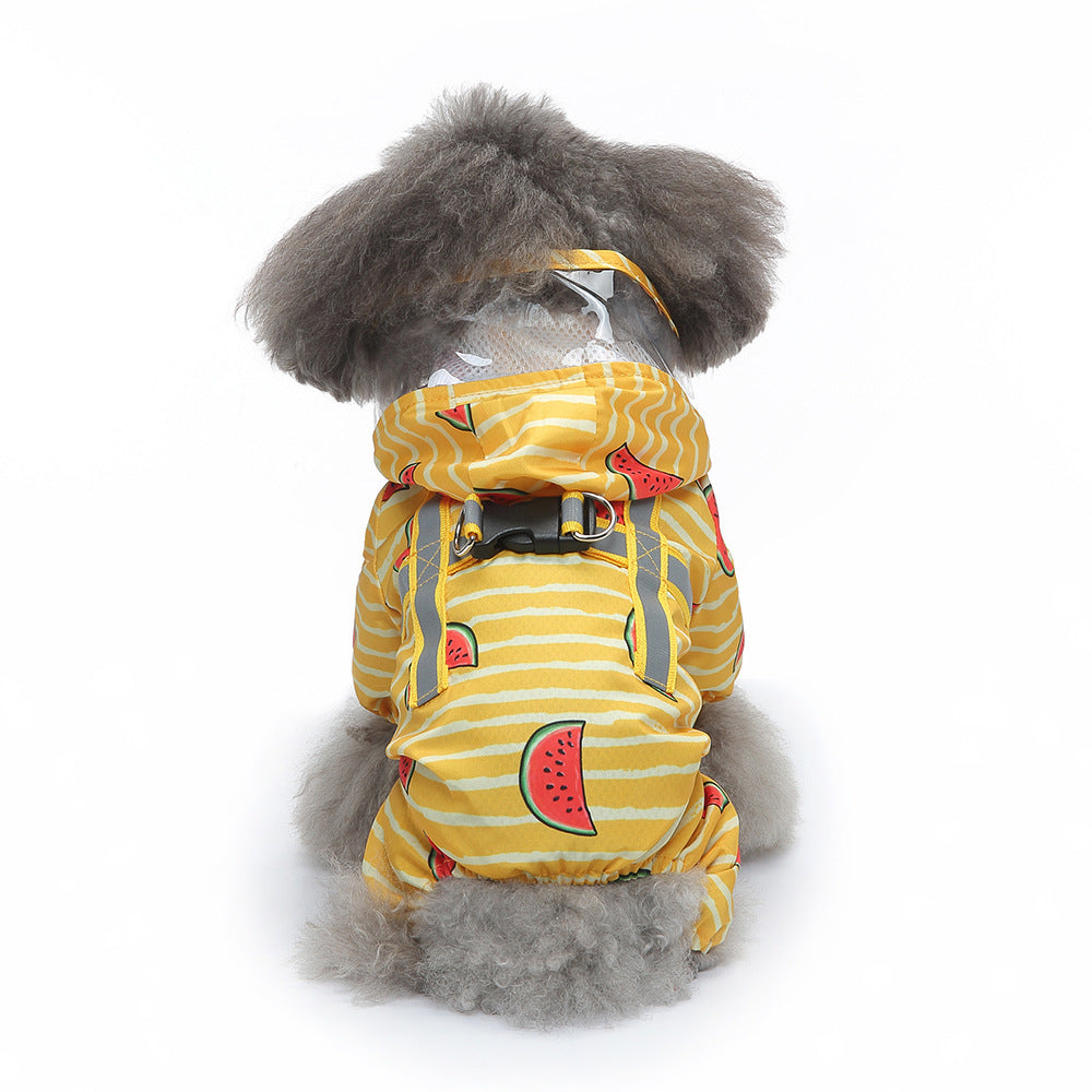 Pet Sound Dog Raincoat Four-legged Reflective Pattern Four Seasons