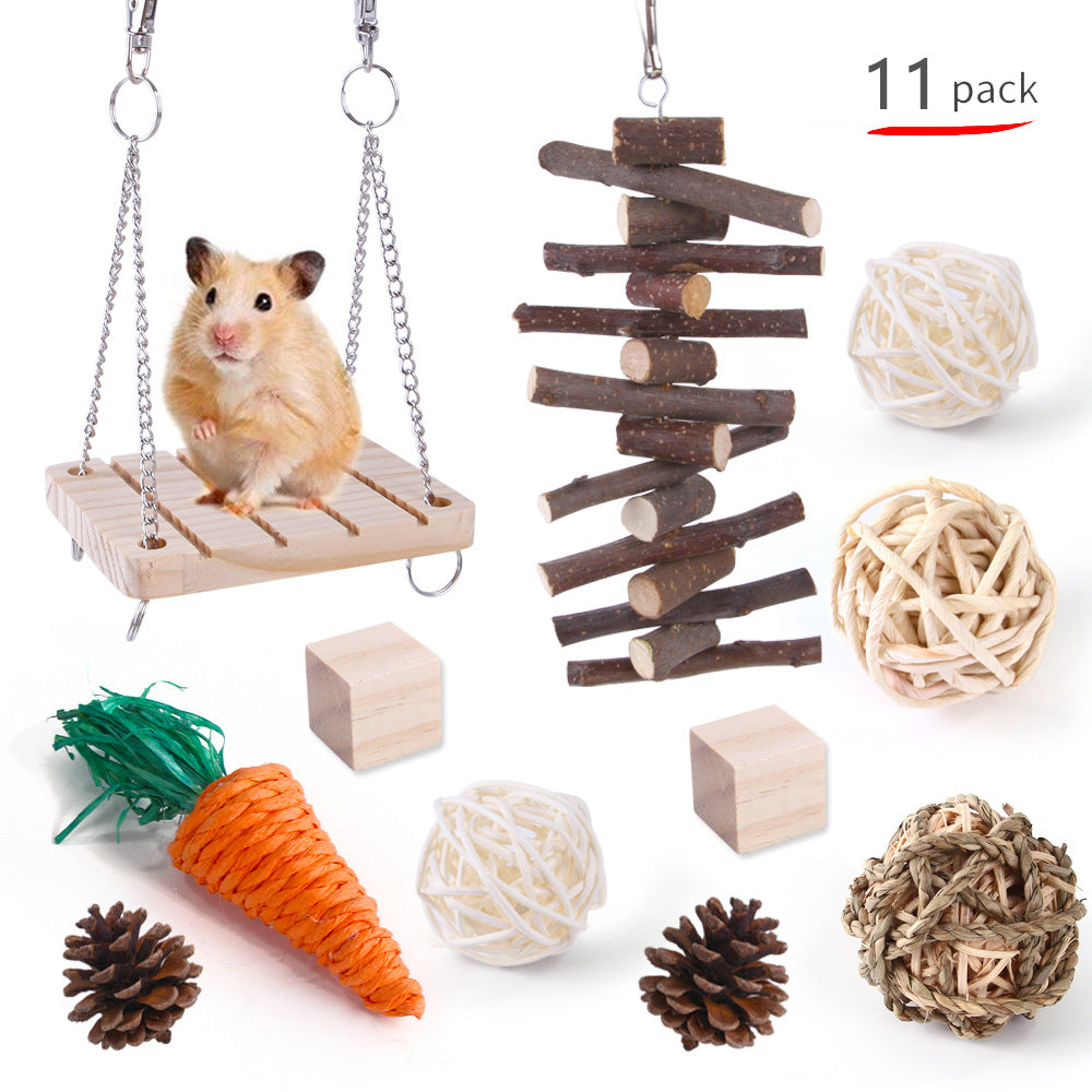 Pet Rabbit Guinea Pig Parrot Playing Molar Wooden Supplies