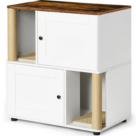 Double Cat Litter Box Enclouse Enclosure For 2 Cats Cabinet