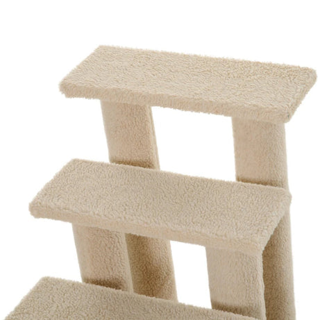 4-step Multi-level Carpeted Cat Scratching Post Pet Stairs Cream