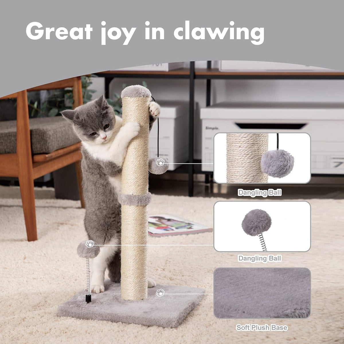 Cat Scratching Post Premium Basics Kitten Scratcher Sisal Scratch