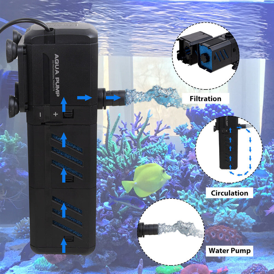 4 In 1 Aquarium Fish Tank Filter Water Pump Internal Purifier
