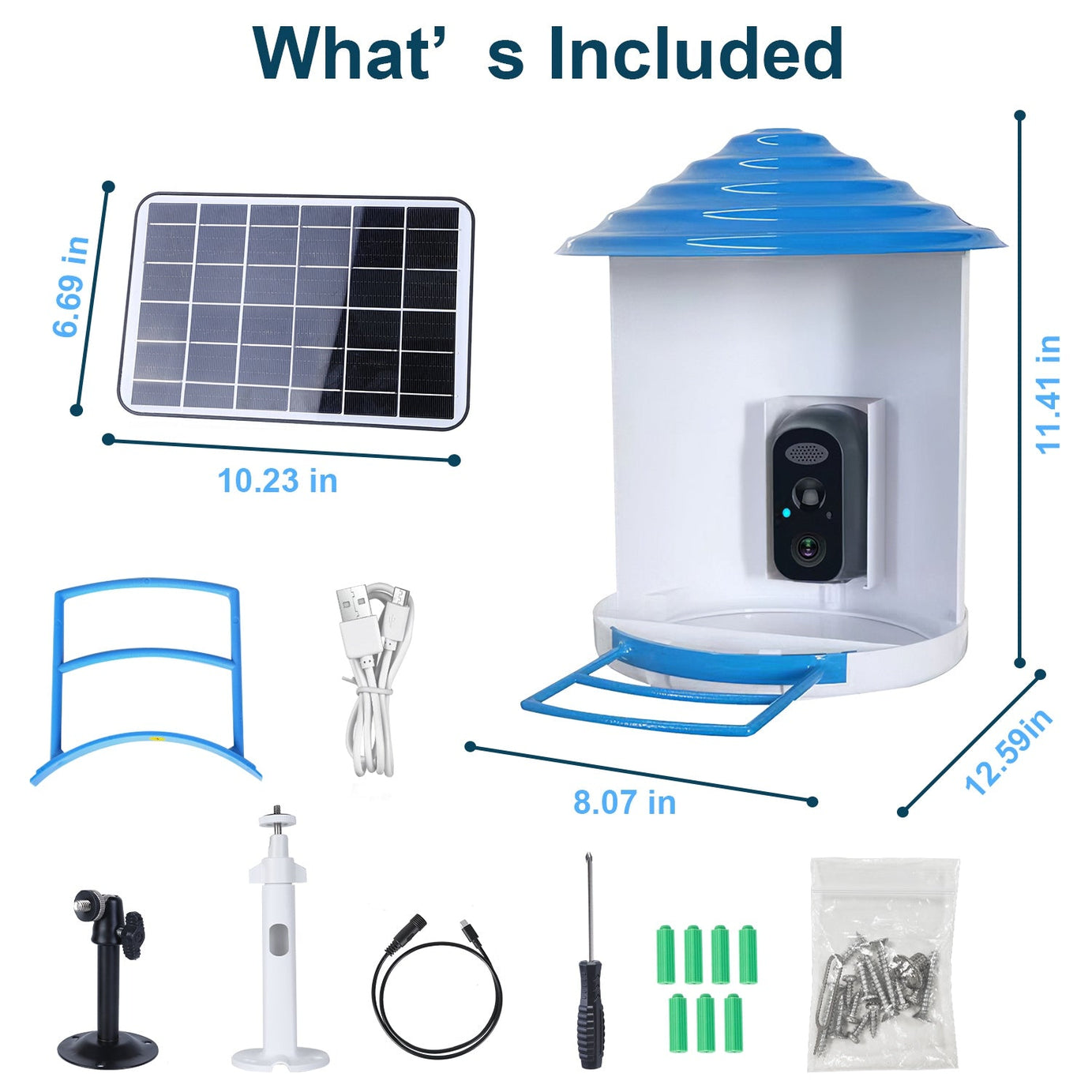 Smart Bird Feeder With Solar Powered Camera 1080p Hd Ai Identify