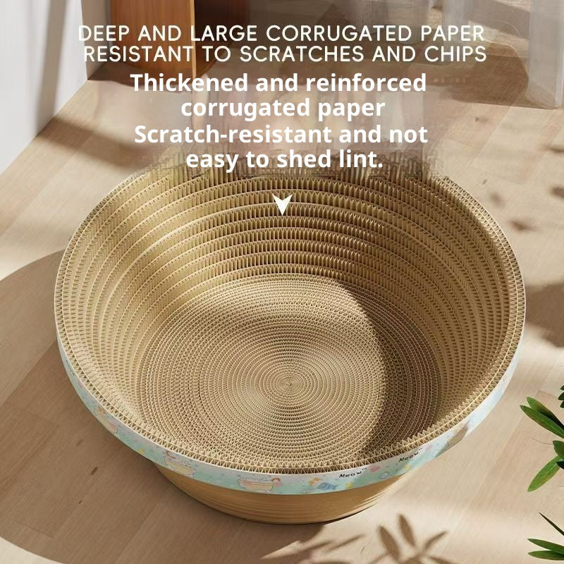 Oval-shaped Cat Scratching Post With A Deep Corrugated Paper Basin