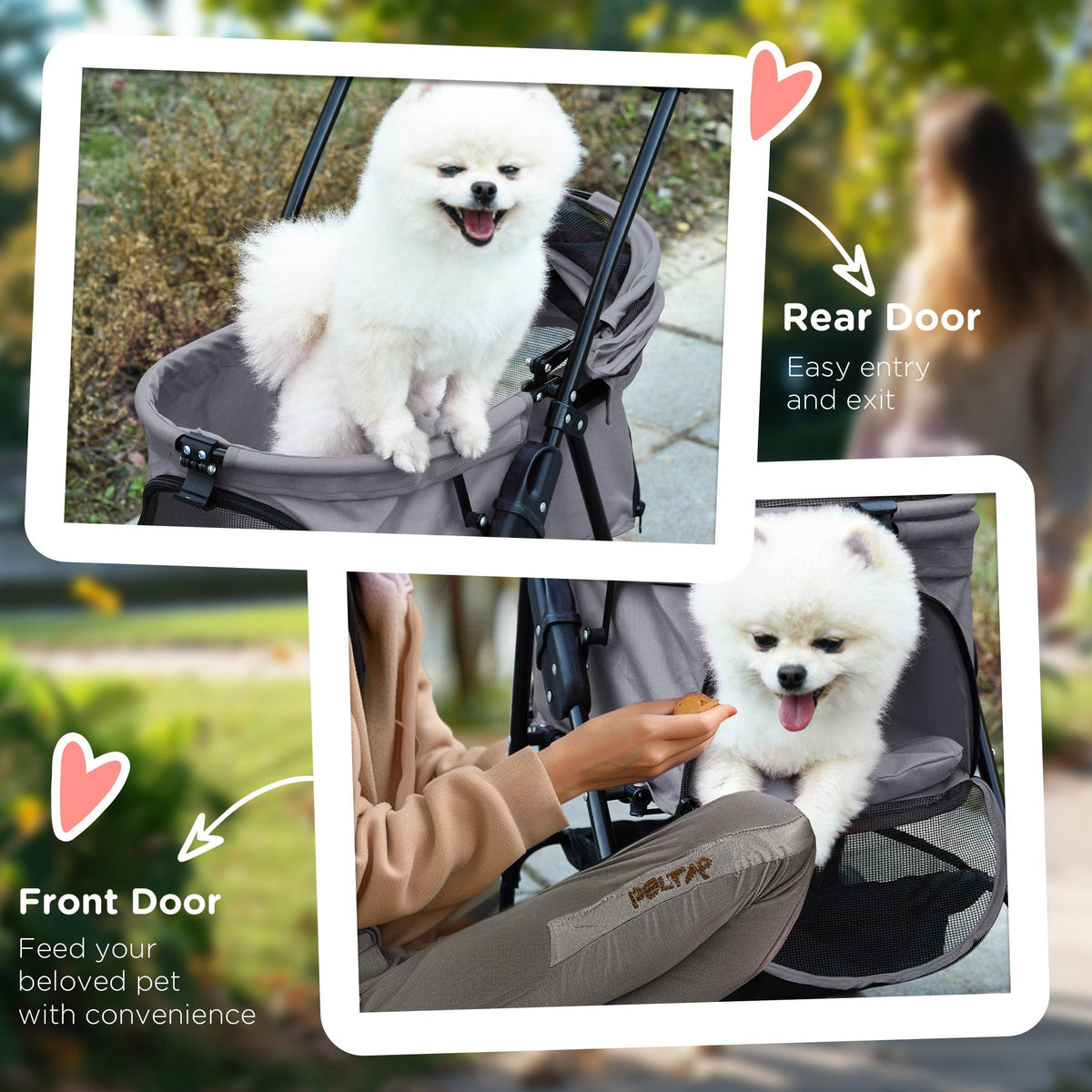 Pawhut Dog Pram Stroller Foldable Pet Pushchair With 4 Wheels