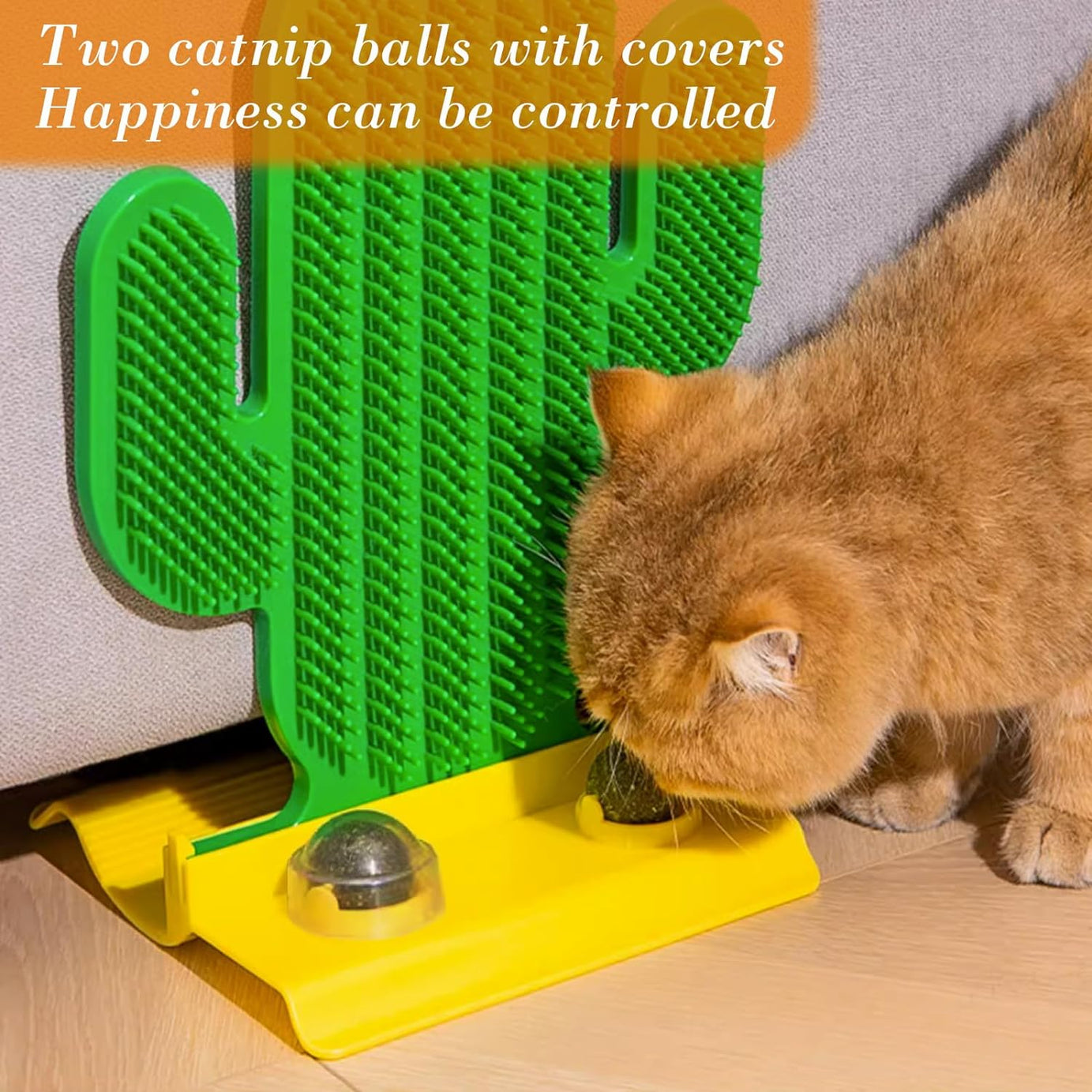 Cactus Self Groomer With Two Catnip Balls Corner Grooming Hair