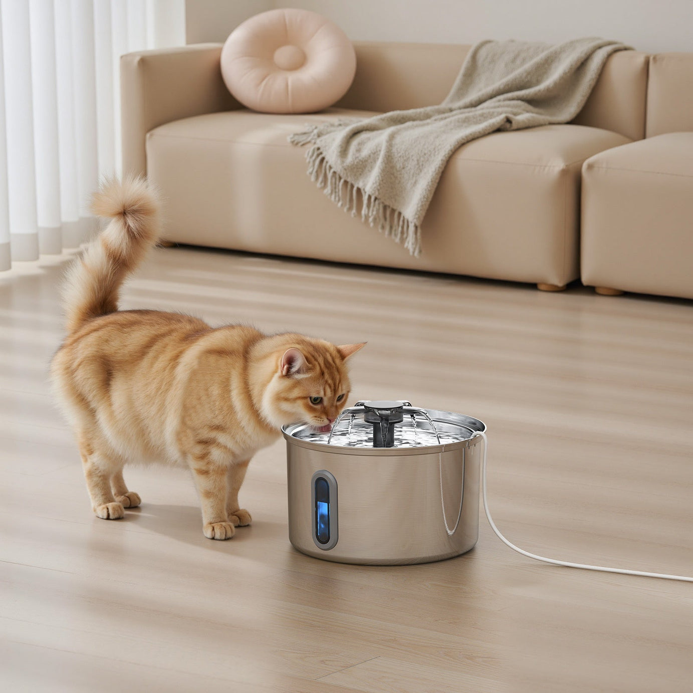 Pet Water Fountain 304 Stainless Steel Cat Dispenser