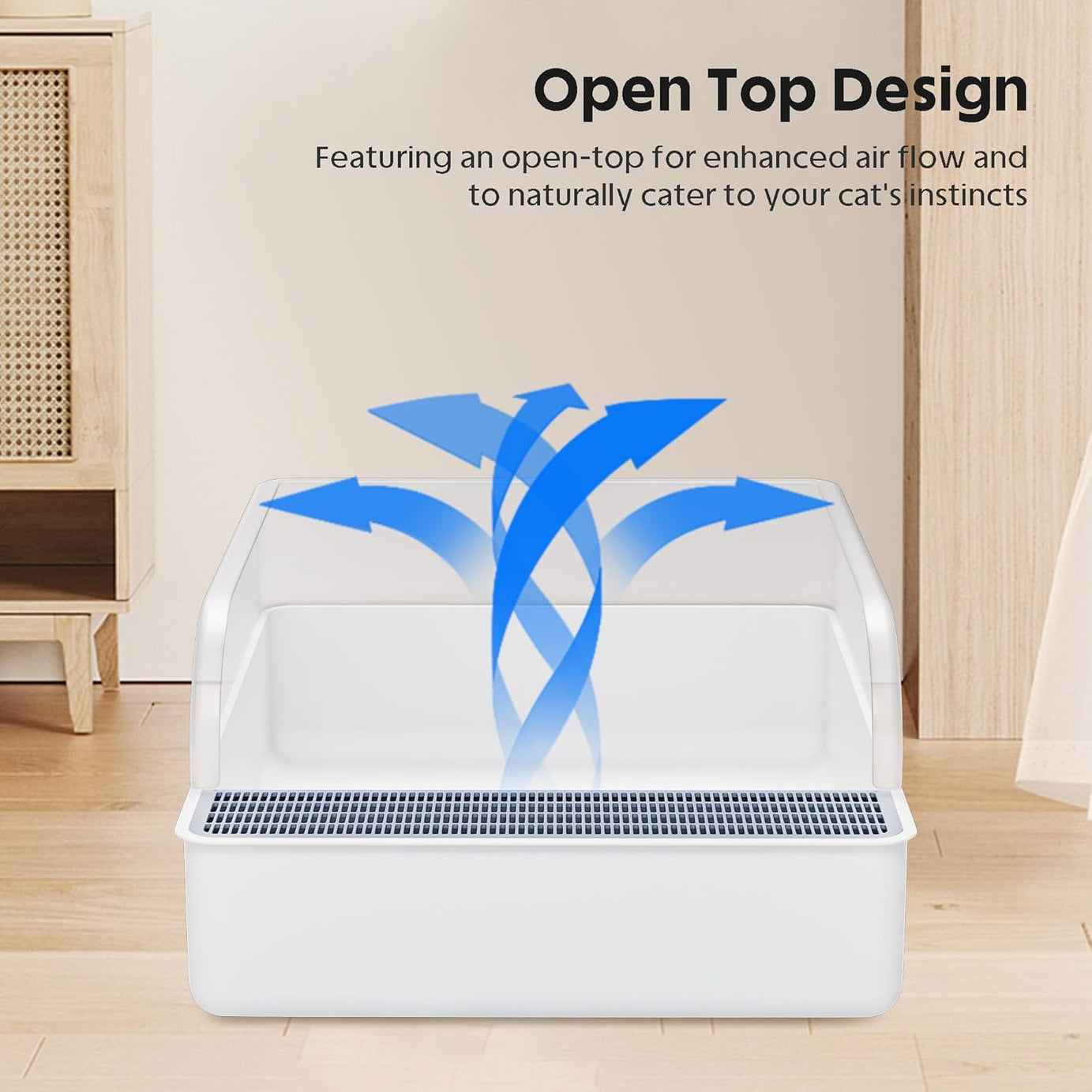 Open Cat Litter Box With High Side Anti-splashing Toilet