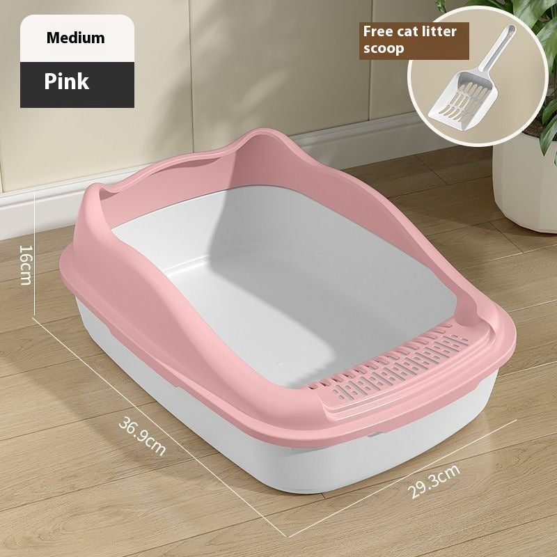 Litter Box Oversized Semi-enclosed Cat Toilet Anti-splash Poop Basin