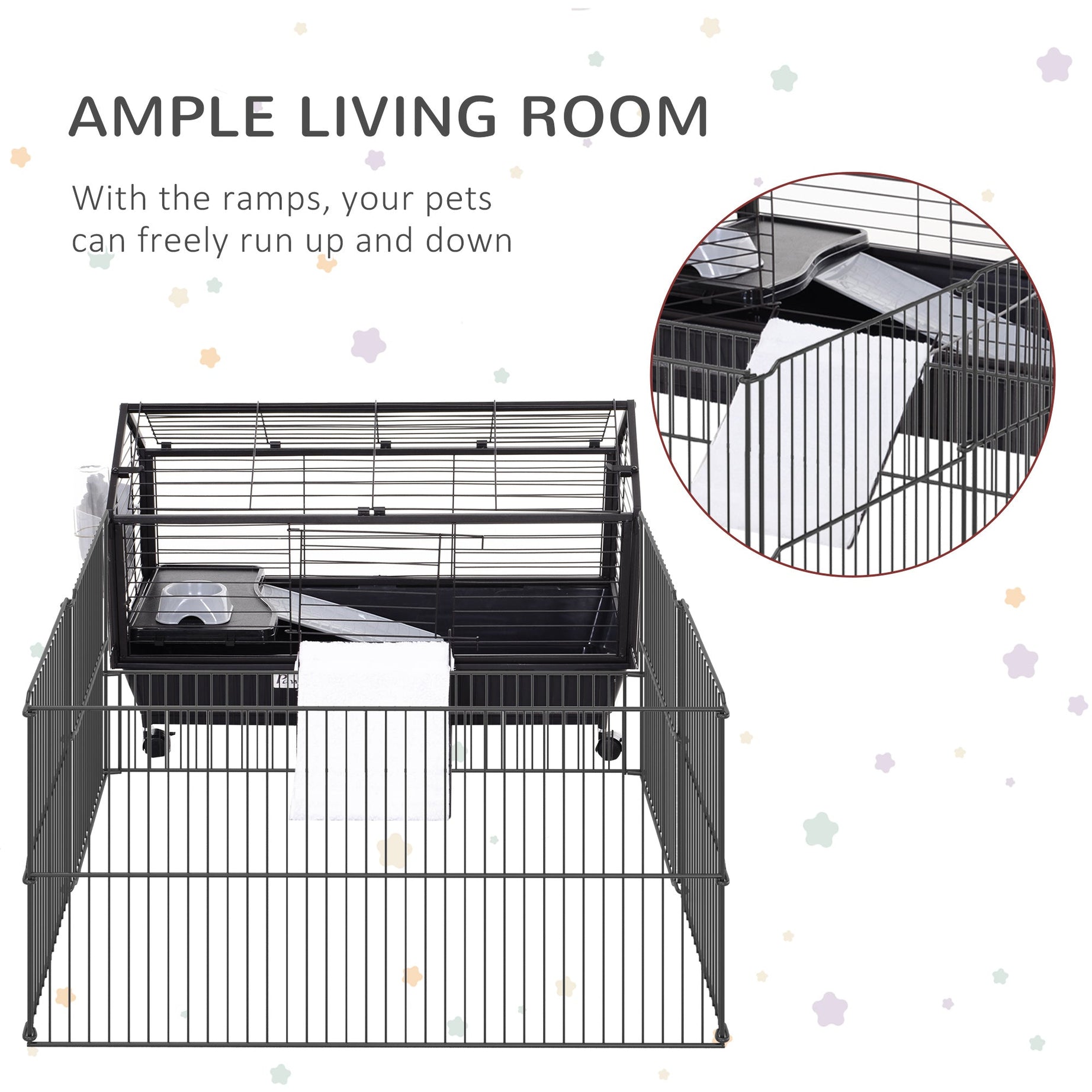 Rolling Metal Rabbit Guinea Pig Or Small Animal Hutch Cage