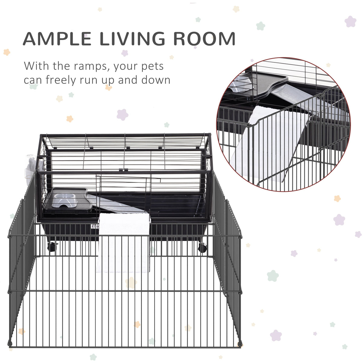 Rolling Metal Rabbit Guinea Pig Or Small Animal Hutch Cage