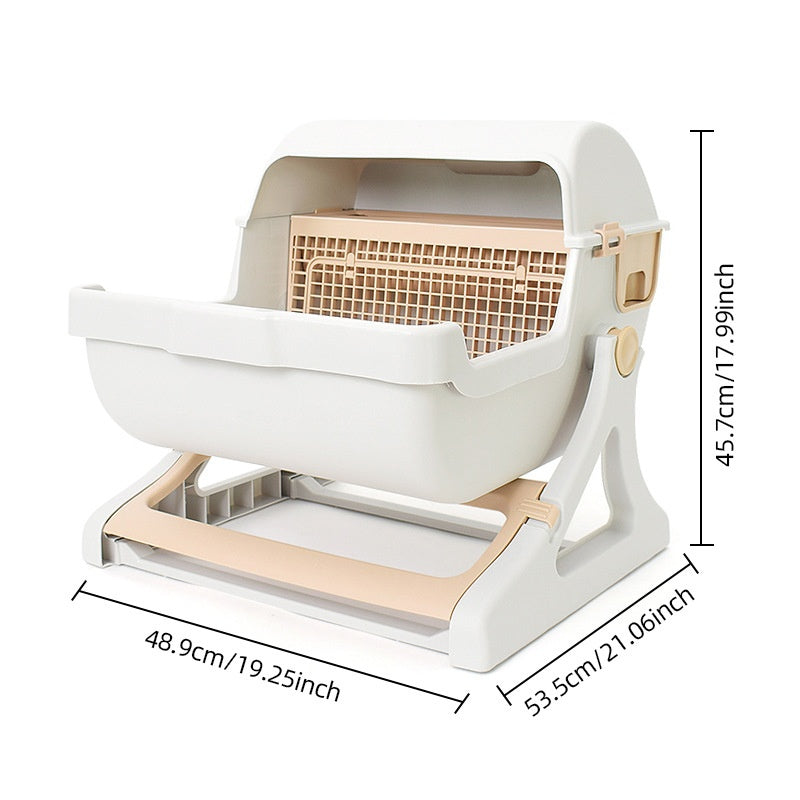 Open Tilting Cat Toilet Extra Large Semi-automatic Litter Box