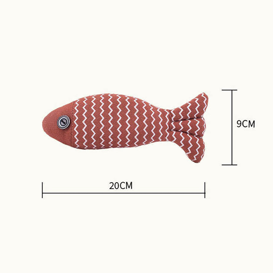 Burlap Fish Catnip Cat Toy Throw Pillow Teething Fancy Tough Bite