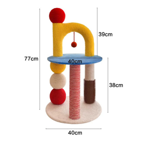 U-shaped Compact All-in-one Cat Tree That Saves Space Sisal