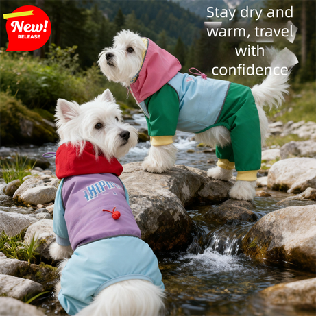 Waterproof 4-leg Dog Jumpsuit With Hood New Release Pet Outdoor