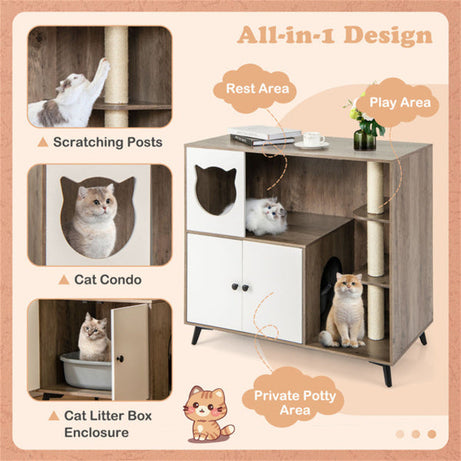 Cat Litter Box With Scratching Post Apartment House Locker