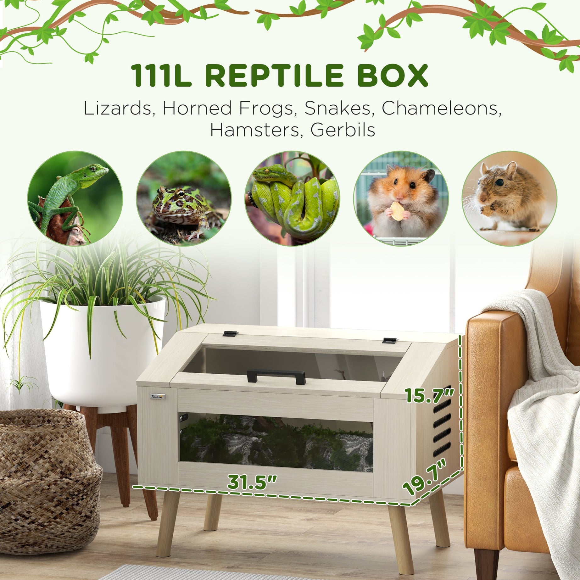 30 Gallon Reptile Tank Top Opening Enclosure With Glass Windows
