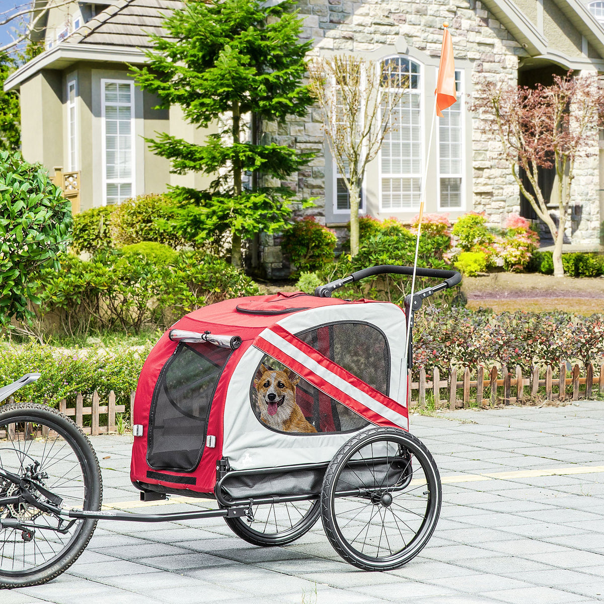 2-in-1 Pet Bike Trailer For Small Medium Dogs Road-visibility Dog