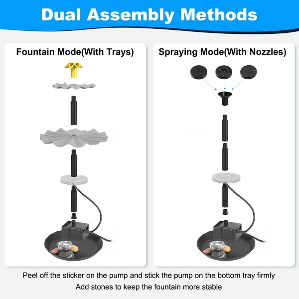 3-tier Solar Bird Bath Fountain Powered Water-pump Waterfall