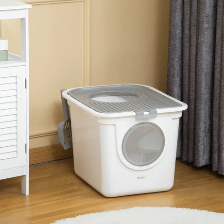 Covered Cat Litter Box Easy Cleaning Kitty With Front Entrance Top