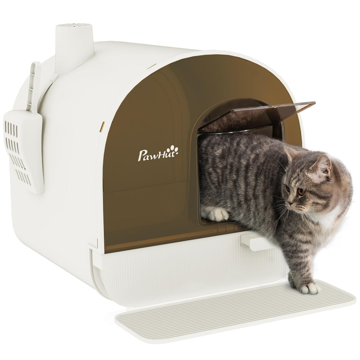 Cat Litter Box With Lid With Scoop And Filter White
