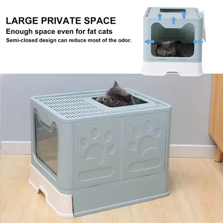 Front-entry Enclosed Extra-large Cat Litter Box With A Collection