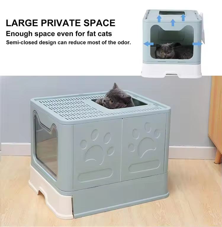 Front-entry Enclosed Extra-large Cat Litter Box With A Collection