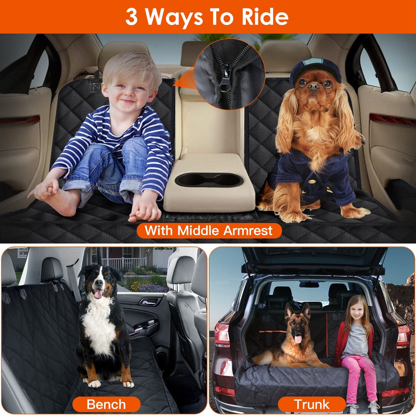 1pc Dog Car Seat Cover Waterproof Scratchproof Pet Rear Protector