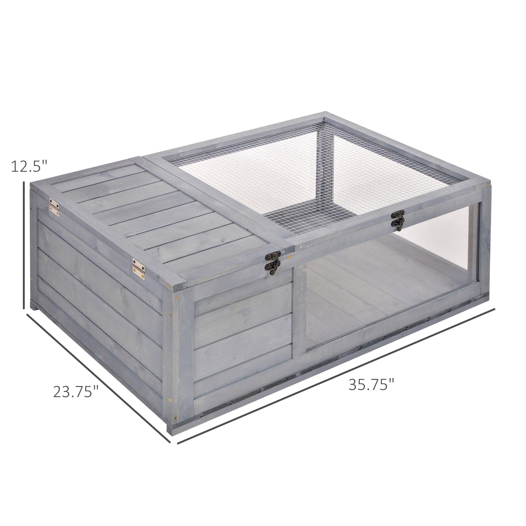 Wooden Reptile Cage With 3 Windows Slide-out Tray For Turtles