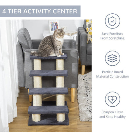 Pawhut Cat Tree With 4 Steps For High Beds Couch Cute Stair Shaped