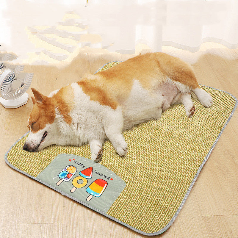 Pet Mat Ice Cool Grass Dog's Nest Tengzhu Cooling Summer Pet's Cat