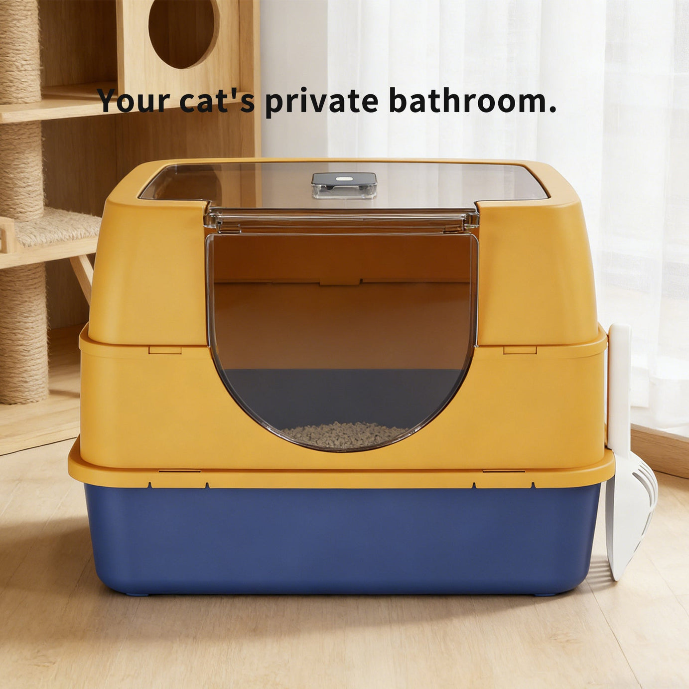 Dark Gray Top Entry Fully Enclosed Cat Litter Box Anti Splash Odor
