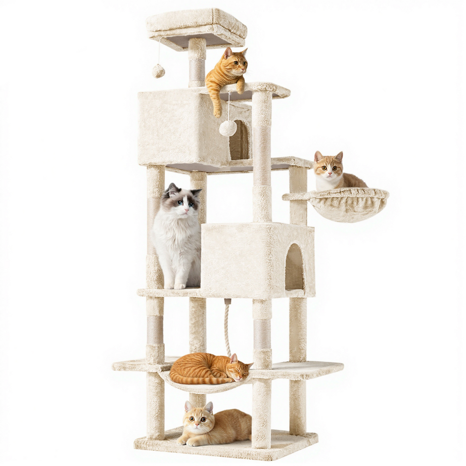 66 Inch Cat Tree Tower Large Multi-cat Climbing Extended Platform