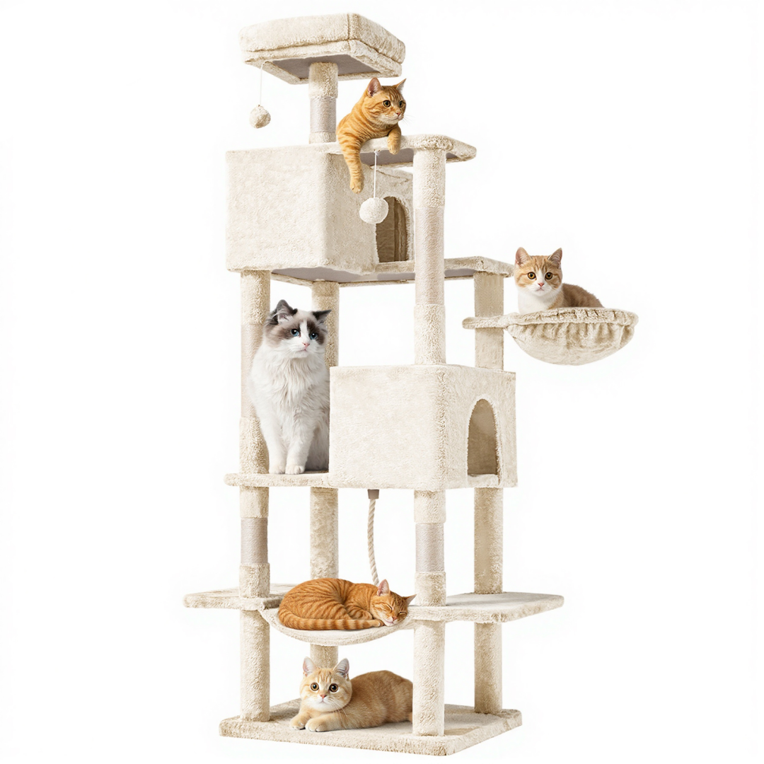 66 Inch Cat Tree Tower Large Multi-cat Climbing Extended Platform