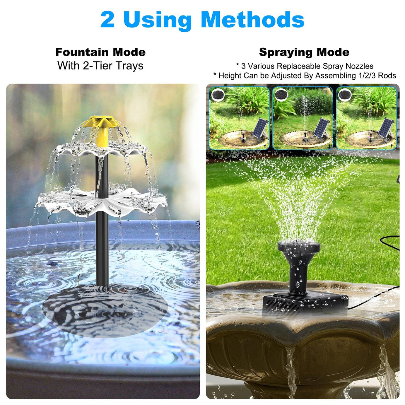 1pc 3tier Solar Bird Bath Fountain Powered Water Waterfall Feature