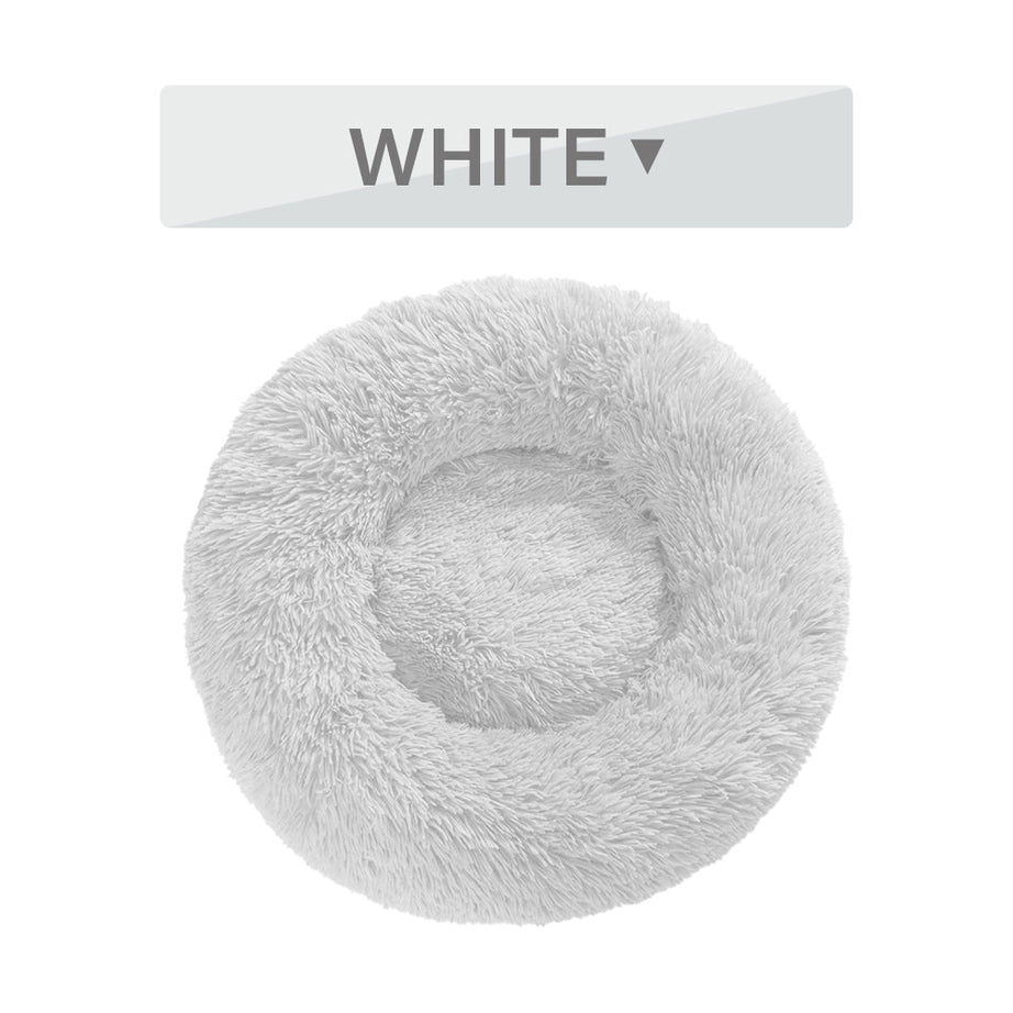 Fluffy Donut Dog Bed Warm Soft Long Plush Pet Cushion House Cat