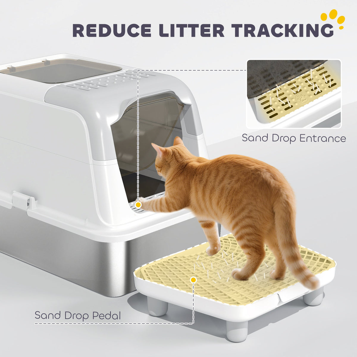 Extra Large Stainless Steel Litter Box Enclosed Cat With Scoop